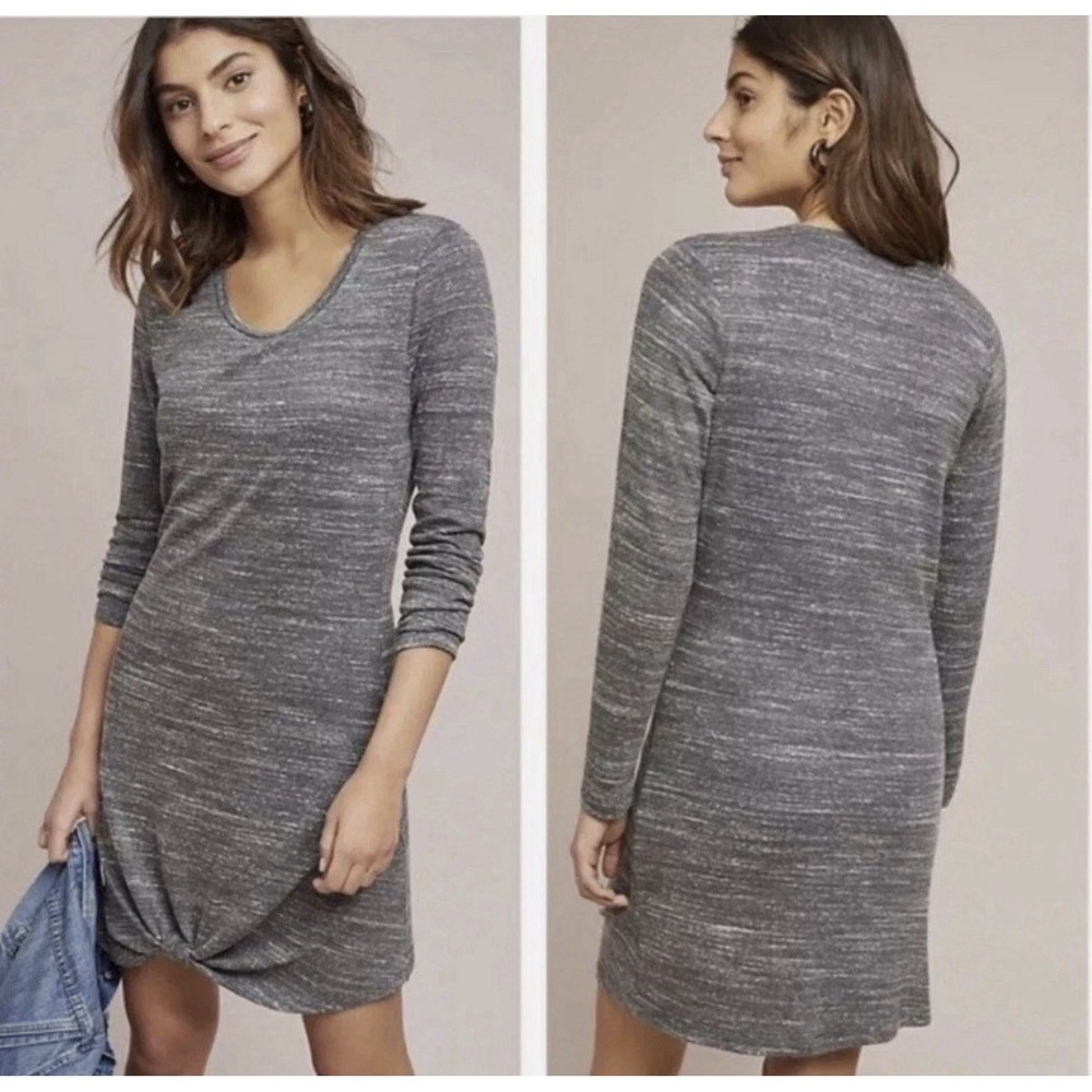 Anthropologie Dolan NWT Sloane Long Sleeve Mini Dress Scoop Neck Gray Petite XS